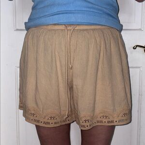 Aerie Women's Tan Lace Trim Sleep Shorts